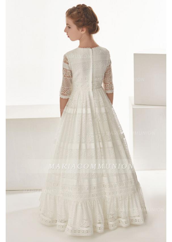Short Sleeve Sptize Floor Length Communion Dress