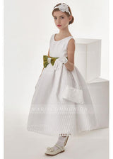 Ball Gown Bow(S) Sleeveless Wadenlanges Communion Dress