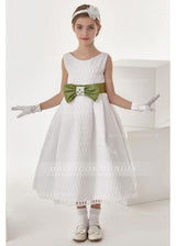 Ball Gown Bow(S) Sleeveless Wadenlanges Communion Dress