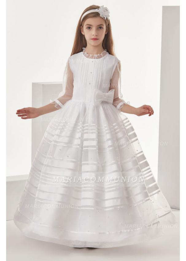 Organza Ball Gown 3/4 Long Sleeves Floor Length Communion Dress With B Mariacommuniondress Organza Ball Gown 3/4 Long Sleeves Floor Length Communion Dress With B Mariacommuniondress