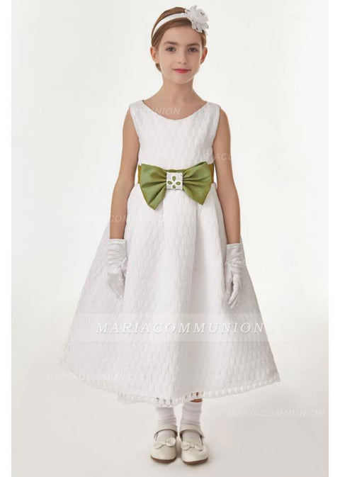 Ball Gown Bow(S) Sleeveless Wadenlanges Communion Dress