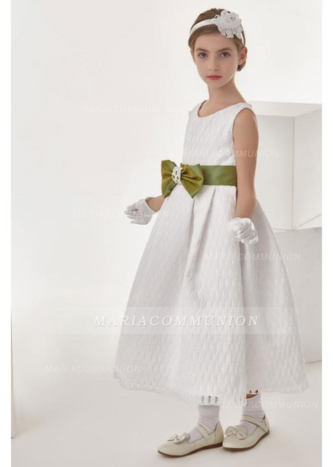 Ball Gown Bow(S) Sleeveless Wadenlanges Communion Dress