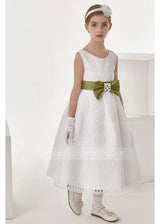 Ball Gown Bow(S) Sleeveless Wadenlanges Communion Dress