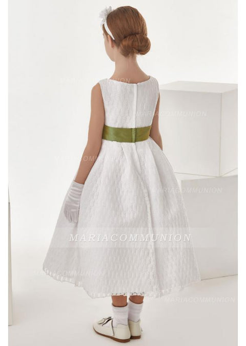 Ball Gown Bow(S) Sleeveless Wadenlanges Communion Dress